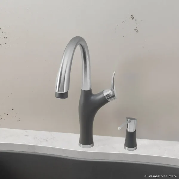 Artona Pull Down Kitchen Faucet with Spray Function - Stainless Steel & Matte Black Finish 442033 Blanco