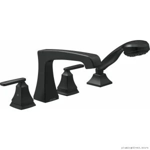 Ashlyn Elegant Roman Tub Faucet Trim w/ Hand Shower - Matte Black T4764-BL Delta