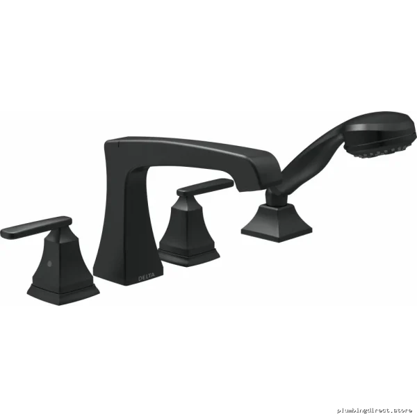 Ashlyn Elegant Roman Tub Faucet Trim w/ Hand Shower - Matte Black T4764-BL Delta