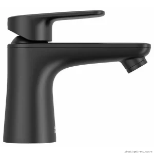 Aspirations single-hole bathroom faucet pop-up drain w/ .GPM matte black