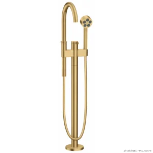 Axor Brushed Gold Optic Freestanding Tub Filler & Handshower