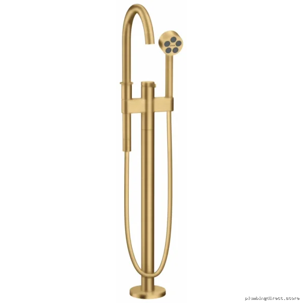 Axor Brushed Gold Optic Freestanding Tub Filler & Handshower