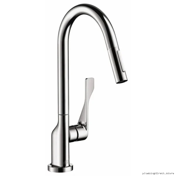 Axor Citterio Pull-Down Kitchen Faucet: Black Stainless Modern Design - Model 39835341