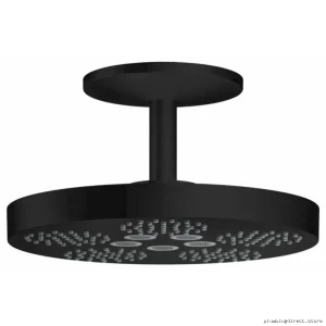 Axor Matte Black Ceiling Mount Shower Head 2-Jet 1.75 GPM Water Saving