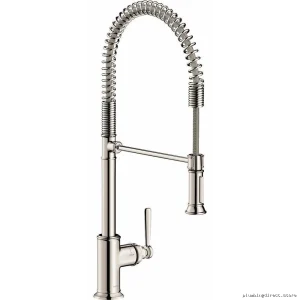 Axor Montreux Polished Nickel Kitchen Faucet: Spring Pulldown Spray, Semi-Pro