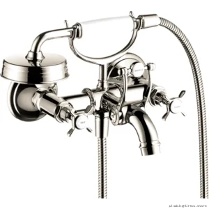 Axor Montreux Wall-Mounted Bathroom Faucet with Hand Shower in Polished Nickel