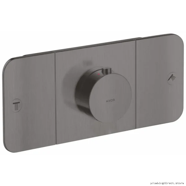 Axor One 2-in-1 Thermostatic Shower Valve Trim - Dual Function Brushed Black Chrome Finish