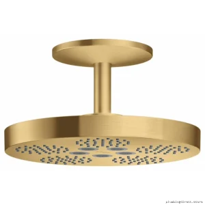 Axor One 2-Jet Shower Head w/ Ceiling-Mounted Arm Trim (2.5 GPM, Brushed Gold Optic) - Model 48483251