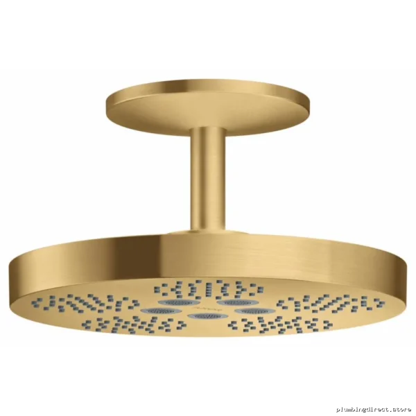 Axor One 2-Jet Shower Head w/ Ceiling-Mounted Arm Trim (2.5 GPM, Brushed Gold Optic) - Model 48483251
