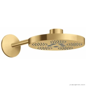 Axor One Rain Shower Head with Dual Jets & Low Flow 1.75 GPM in Brushed Gold