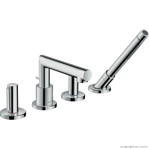 Axor Uno Chrome 4-Hole Roman Tub Faucet Set with Handheld Shower 45448001