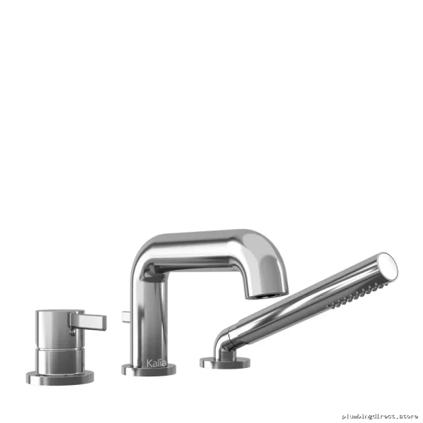 Basico Three Piece Roman Tub Filler Set w/ Handheld – Modern Chrome Bath Fixture by Kalia