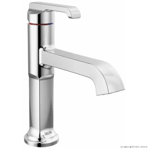 Single Hole No-Pop-Up Bathroom Faucet with Lumicoat Chrome Finish - Tetra Delta