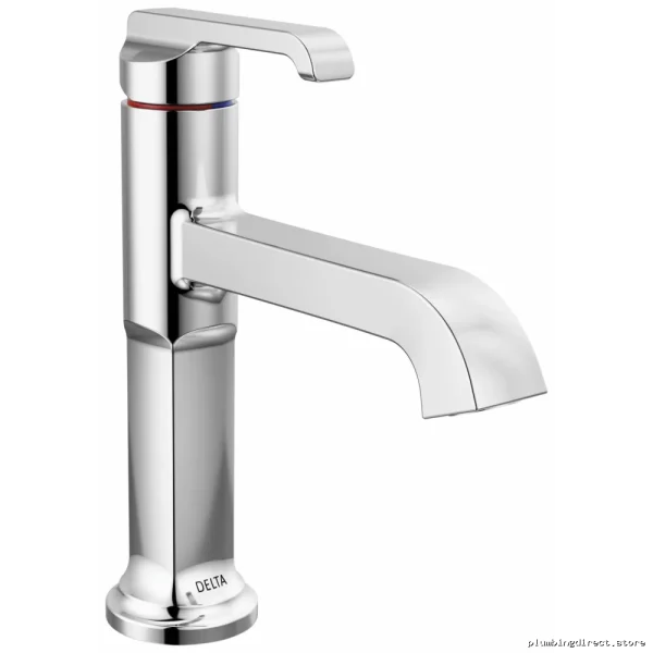 Single Hole No-Pop-Up Bathroom Faucet with Lumicoat Chrome Finish - Tetra Delta