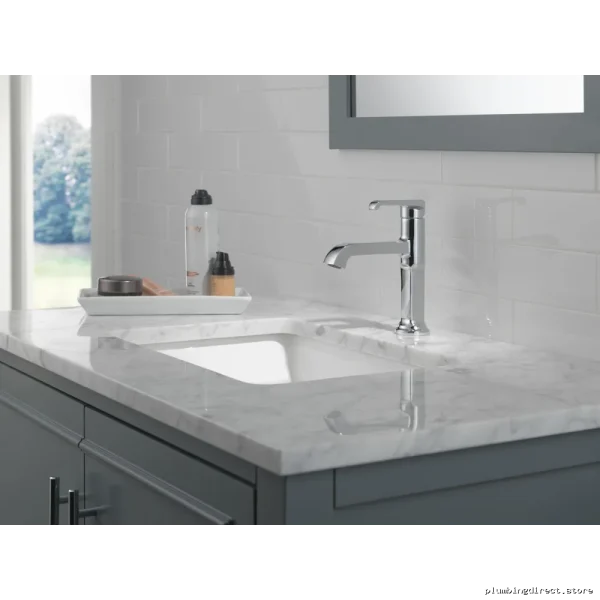 Single Hole No-Pop-Up Bathroom Faucet with Lumicoat Chrome Finish - Tetra Delta - Image 3