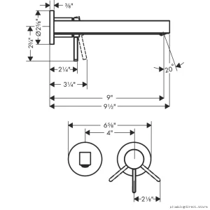 Bathroom Wall Mount Faucet Trim - Brushed Nickel 76050821 Hansgrohe
