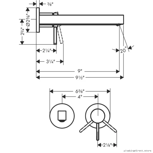 Bathroom Wall Mount Faucet Trim - Brushed Nickel 76050821 Hansgrohe