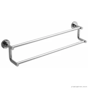 Chrome Double Towel Rack | 24in Wall-Mounted Bathroom Storage