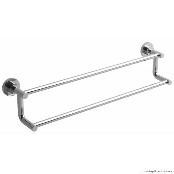Chrome Double Towel Rack | 24in Wall-Mounted Bathroom Storage