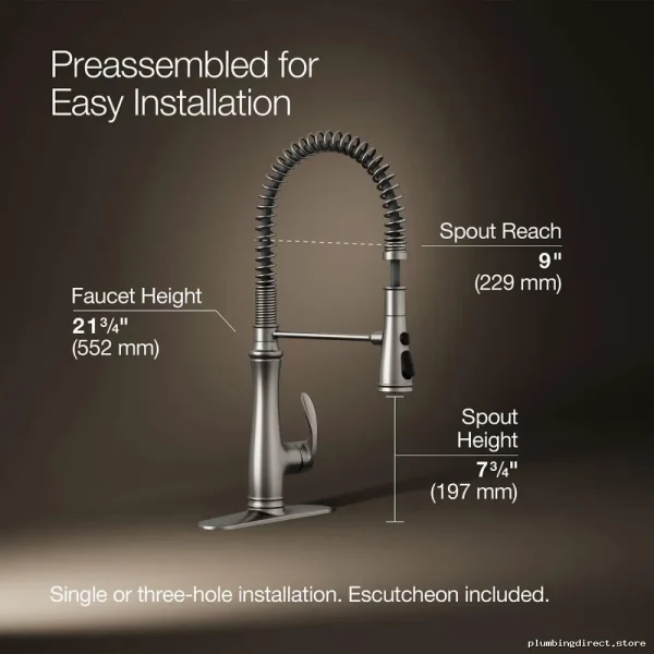 Bellera Pro Kitchen Faucet w/ Spring Pulldown Spray - Vibrant Stainless KVS - Image 5