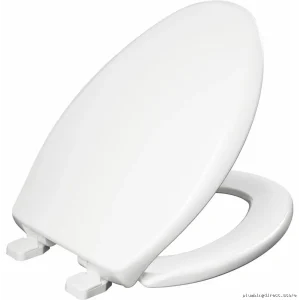 Bemis Slow Close Elongated Toilet Seat - White Plastic with Enhanced Stability