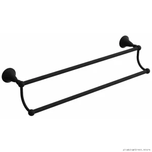 Black Double Towel Bar 24 Inch - Modern Bathroom Hardware by Momenti