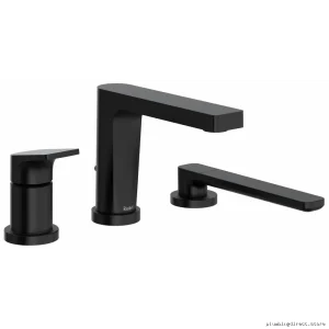 Black 3-Hole Deck Mount Tub Filler with Lever Handle - Ode TOD10BK