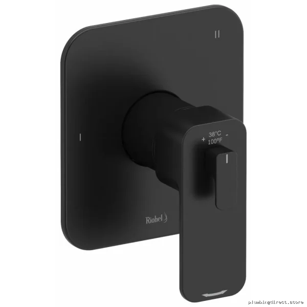 Black Finish 3-Way Thermostatic Shower Valve Trim - Equinox TEQ47BK RIOBEL