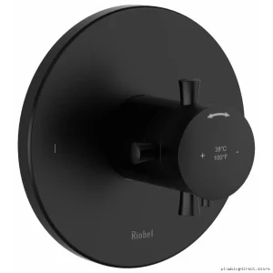 Black Dual-Function Thermostatic Valve Trim for RIOBEL - TEDTM44+BK