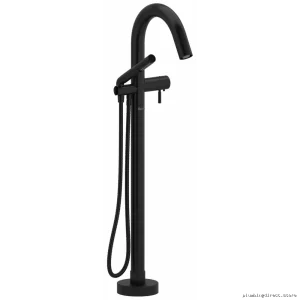 Black Floor Mount Tub Filler Trim by Riobel - Single Hole, Stylish TRU39BK