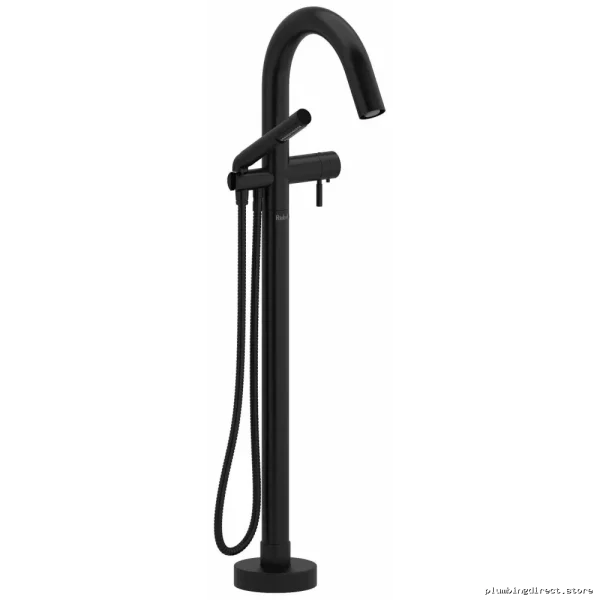 Black Floor Mount Tub Filler Trim by Riobel - Single Hole, Stylish TRU39BK