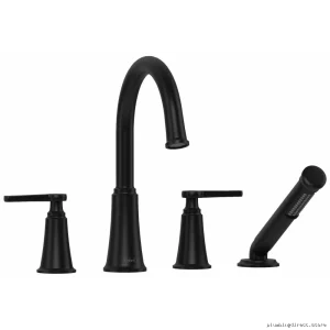 Momenti Tub Filler with C-Spout & J-Shaped Handles Black Deck Mount Model