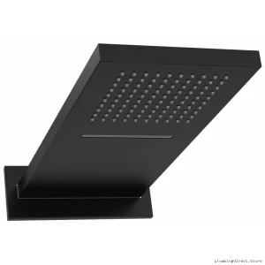 Black Rectangle Rainfall Shower Head with Cascade Spray by Riobel