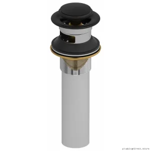 Black RIOBEL DB150BK Push Drain with Overflow for Modern Bathroom Sinks