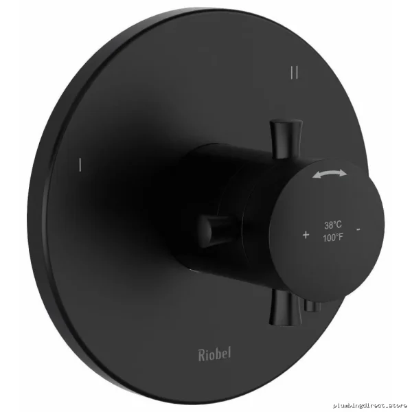 Black RIOBEL Thermostatic Valve Trim - 5-Function Precision Temperature Control