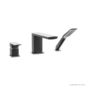 Black Roman Tub Faucet Set with Hand Shower 3-Piece Chrome Finish BF1292-150