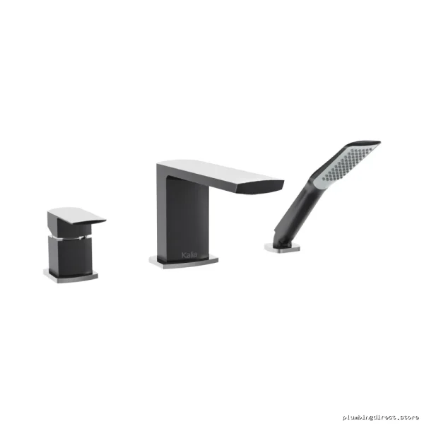 Black Roman Tub Faucet Set with Hand Shower 3-Piece Chrome Finish BF1292-150