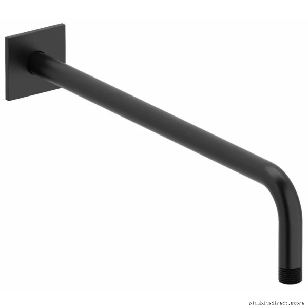 Black Square Wall Mount Shower Arm 16 Inch with Escutcheon by Riobel
