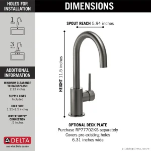 Trinsic Black Stainless Delta Bar Faucet 1959LF-KS