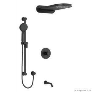 Black Thermostatic Shower Valve with PEX Fittings - Edge Series KIT2745EDTM