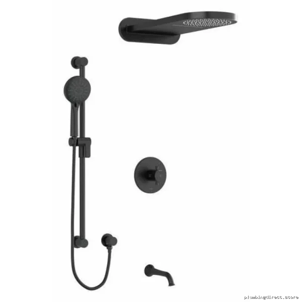 Black Thermostatic Shower Valve with PEX Fittings - Edge Series KIT2745EDTM