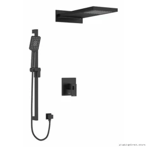 Black Thermostatic Shower Valve with PEX Fittings - Kubik KIT2745USBK by RIOBEL
