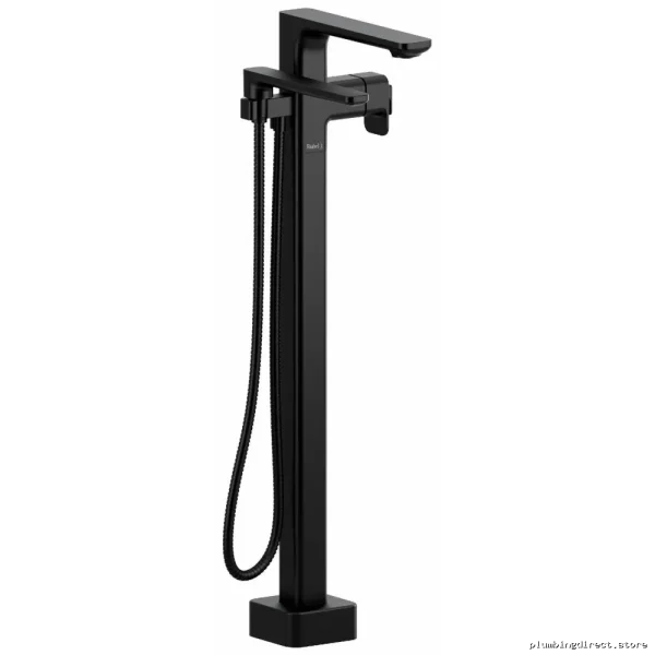 Black Thermostatic Tub Filler with Hand Shower Floor Mount EQ39BK