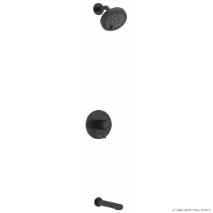 Black Thermostatic Tub Shower Faucet with PEX Connection - Riu KIT4744RUTMBK-SPEX