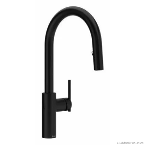 Black Touchless Pull-Down Kitchen Faucet with C-Spout LT211BK by RIOBEL