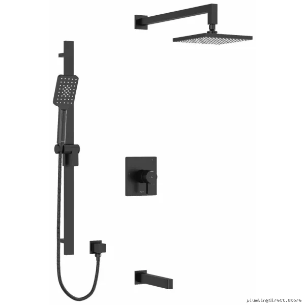 RioBel TKIT1345PXTQBK Black Tub & Shower Faucet Trim - Modern Bathroom Upgrade