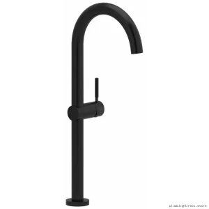 Black Vessel Sink Faucet with Knurled Handle 1.2 GPM Bathroom RL01KNBK