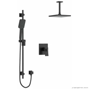 Black Zendo Ceiling Shower Arm & Faucet Trim Set - RioBEL TKIT323ZOTQBK-6