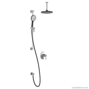 Kalia BF1721-150-001 Black/Chrome Shower System, Thermostatic Coaxial, Ceiling Arm