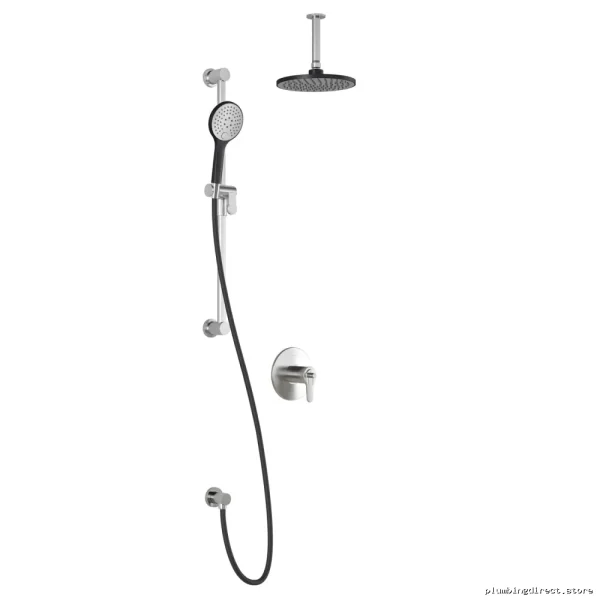 Kalia BF1721-150-001 Black/Chrome Shower System, Thermostatic Coaxial, Ceiling Arm